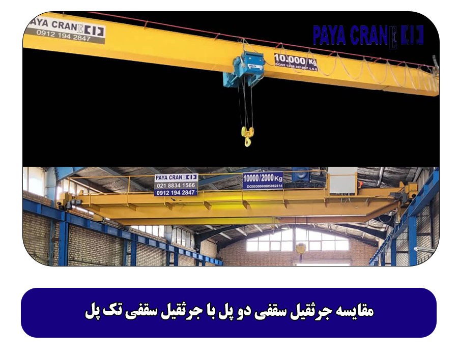 مقایسه جرثقیل سقفی دو پل با جرثقیل سقفی تک پل